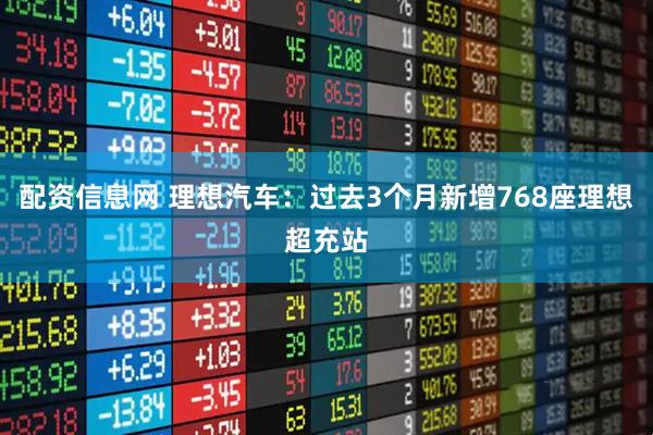 配资信息网 理想汽车：过去3个月新增768座理想超充站